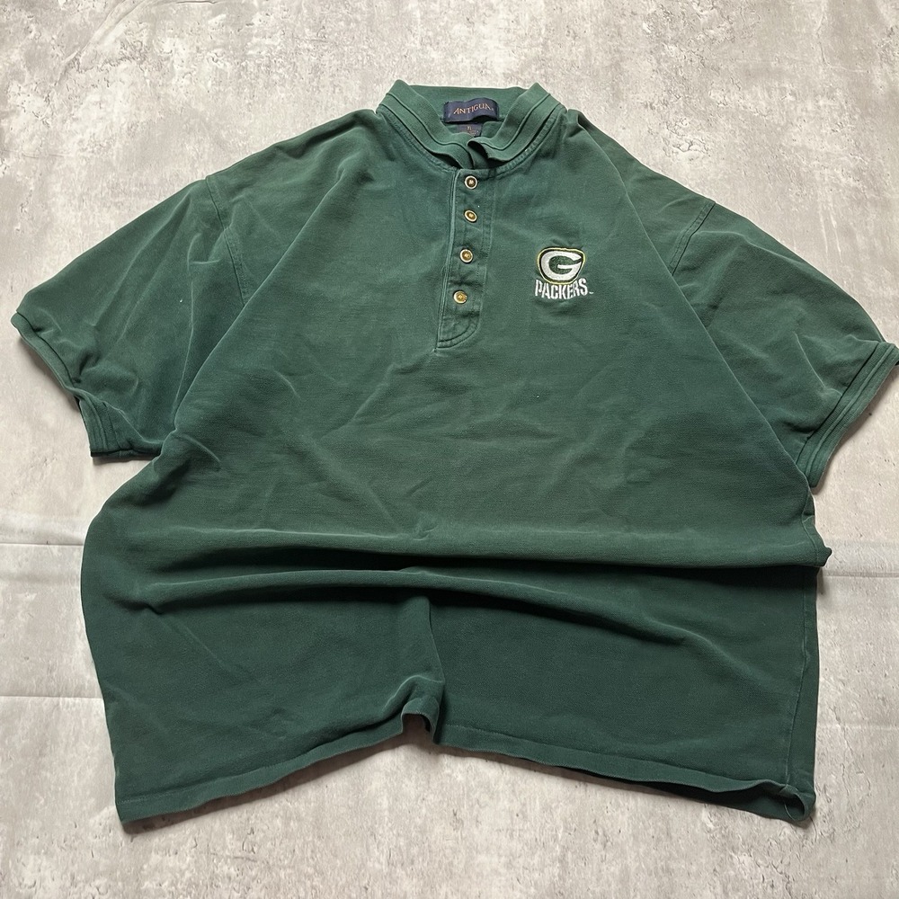 Green Bay Packers Antigua Men's Size XL Green Polo Shirt Short Sleeve Cotton